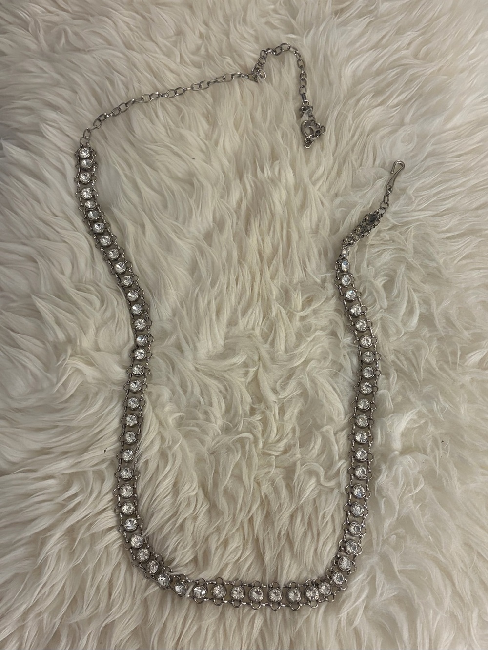Y2K Silver Crystal Rhinestone Tennis Chain metal Belt (see measurements)